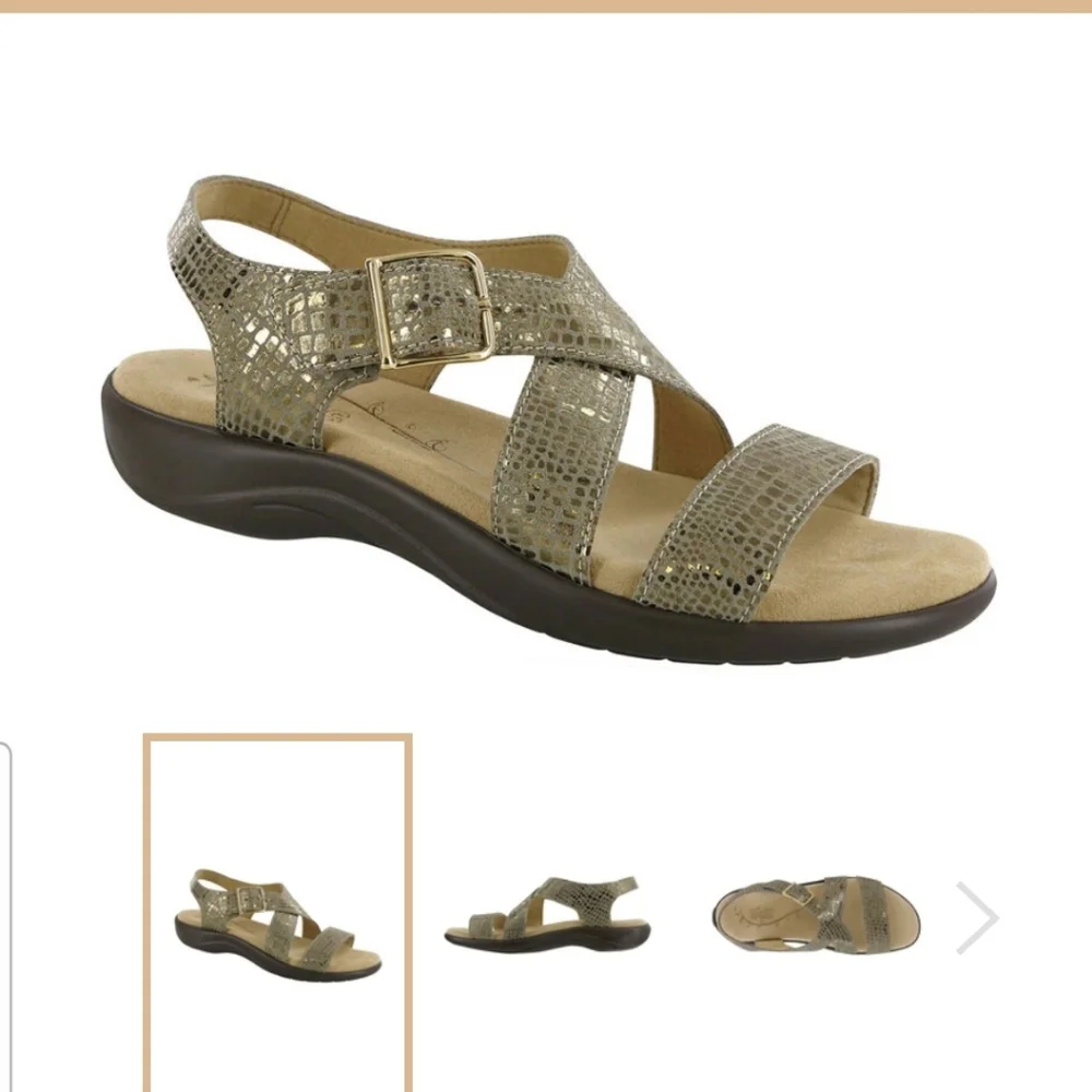 Pre-owned SAS Laguna Metallic Gold Sandals Sz 11 WW - Picture 6 of 6